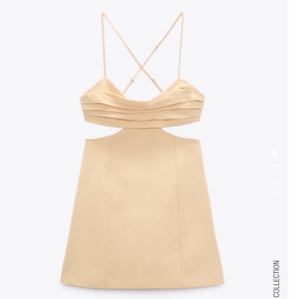 NWT Zara Cut Out Linen Blend Dress - Picture 8 of 10